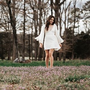 Bell sleeve white dress
